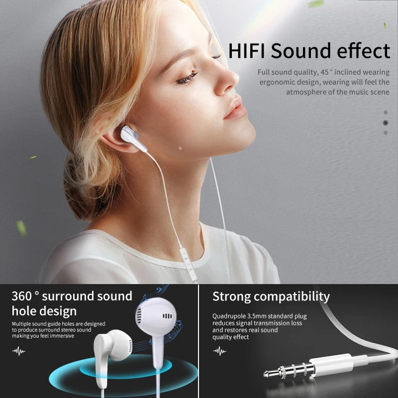 JMT-918410 In-Ear Wired Earbuds with Microphone - 1.2M Stereo Headphones for 3.5mm Devices