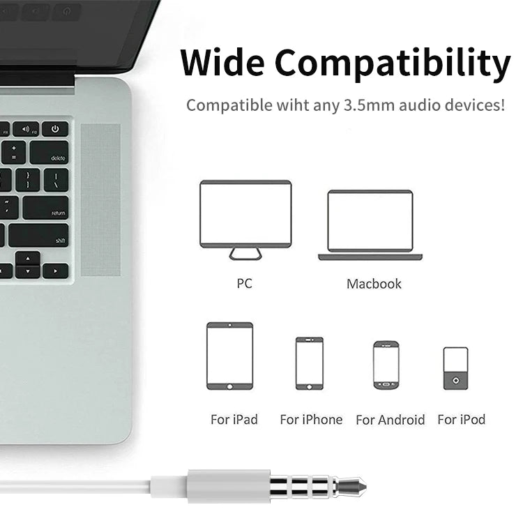 JMT-918410 In-Ear Wired Earbuds with Microphone - 1.2M Stereo Headphones for 3.5mm Devices