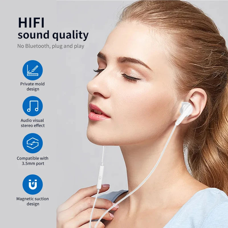 JMT-918410 In-Ear Wired Earbuds with Microphone - 1.2M Stereo Headphones for 3.5mm Devices