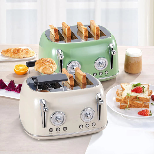 JMT-918410 Wide Slot 4-Slice Toaster with Adjustable Browning Levels and Extra Lift Function