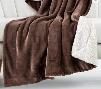 JMT-918666 Double Layer Flannel Sherpa Fleece Warm Touch Throw Blanket