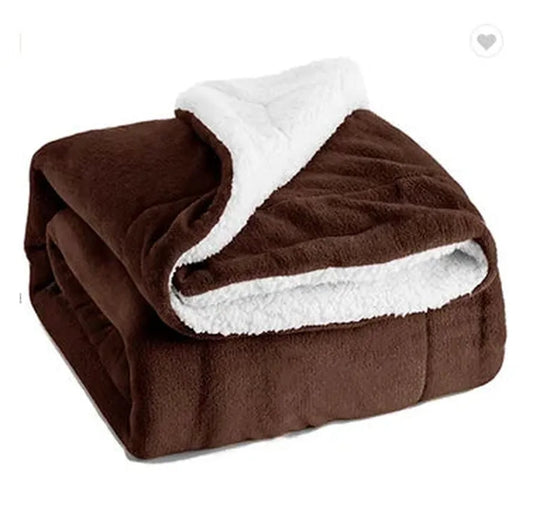 JMT-918666 Double Layer Flannel Sherpa Fleece Warm Touch Throw Blanket