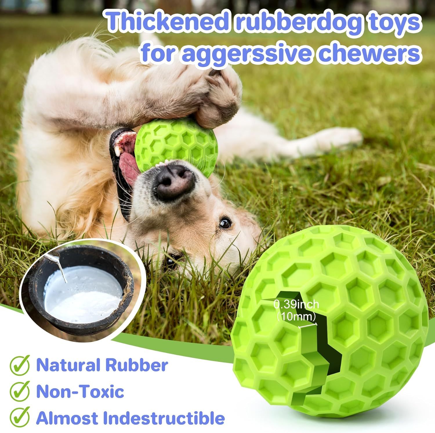 JMT-918730 Durable Squeaky Dog Ball for Aggressive Chewers - Waterproof and Interactive Chew Toy for Large Breeds
