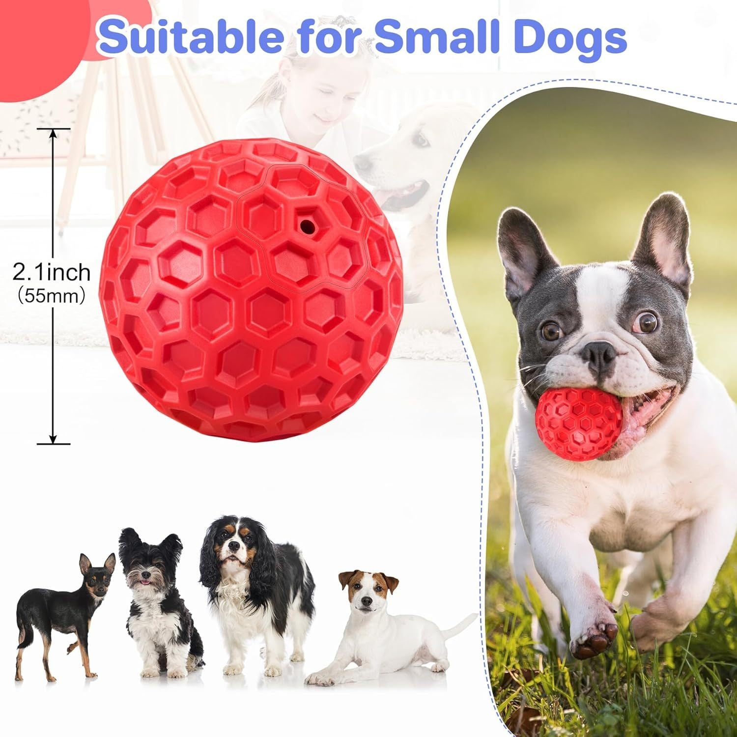 JMT-918730 Durable Squeaky Dog Ball for Aggressive Chewers - Waterproof and Interactive Chew Toy for Large Breeds
