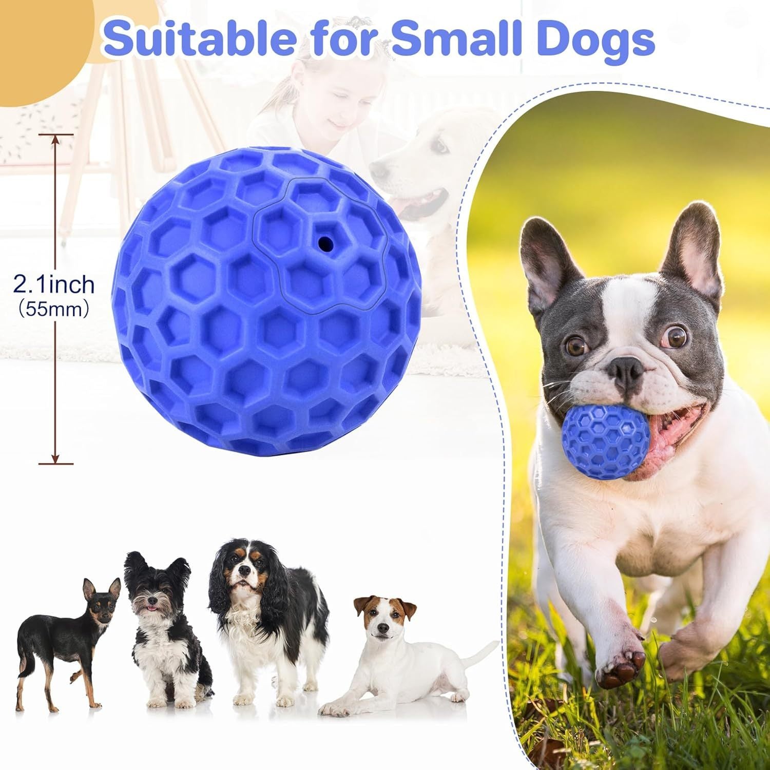 JMT-918730 Durable Squeaky Dog Ball for Aggressive Chewers - Waterproof and Interactive Chew Toy for Large Breeds