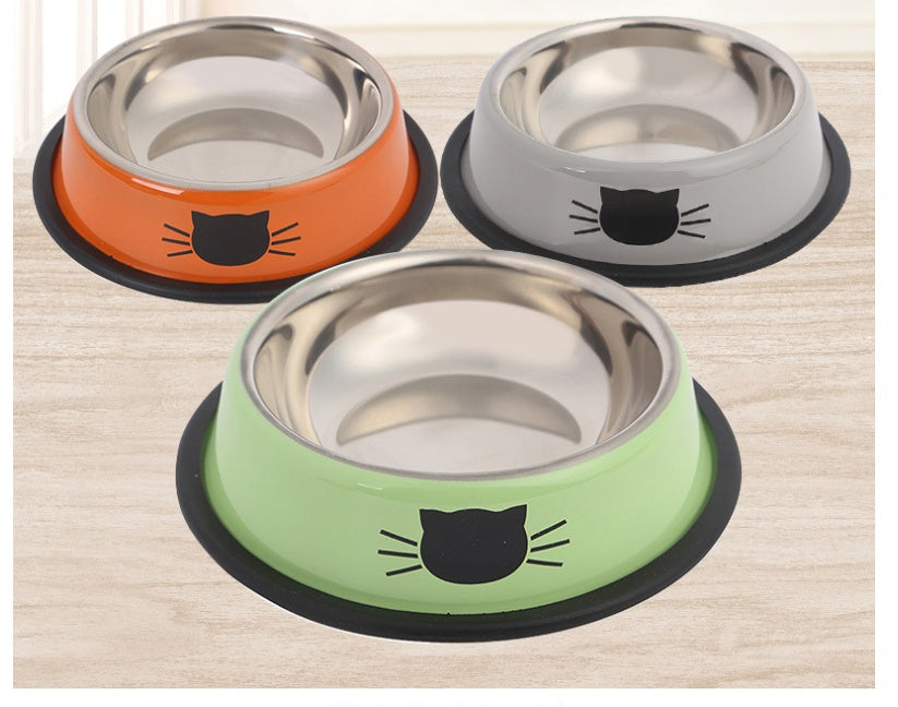 JMT-918922 Stainless Steel Non-Slip Pet Feeding Bowls - Multicolor Set for Cats and Dogs