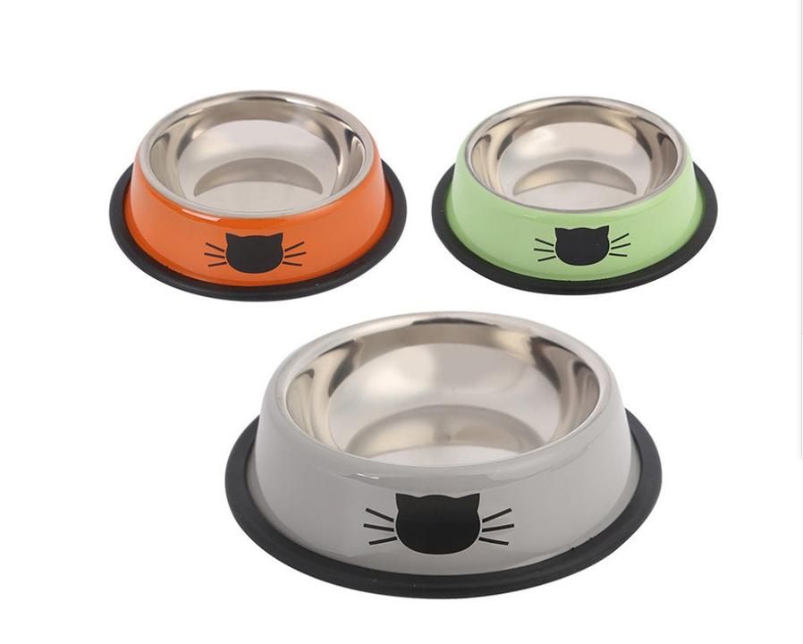 JMT-918922 Stainless Steel Non-Slip Pet Feeding Bowls - Multicolor Set for Cats and Dogs