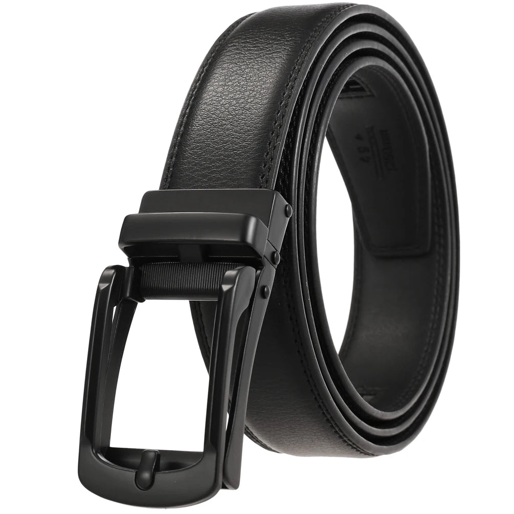 JMT-919498 Casual Leather Belt with Reverse Pull Buckle - Model LY33-23426-1