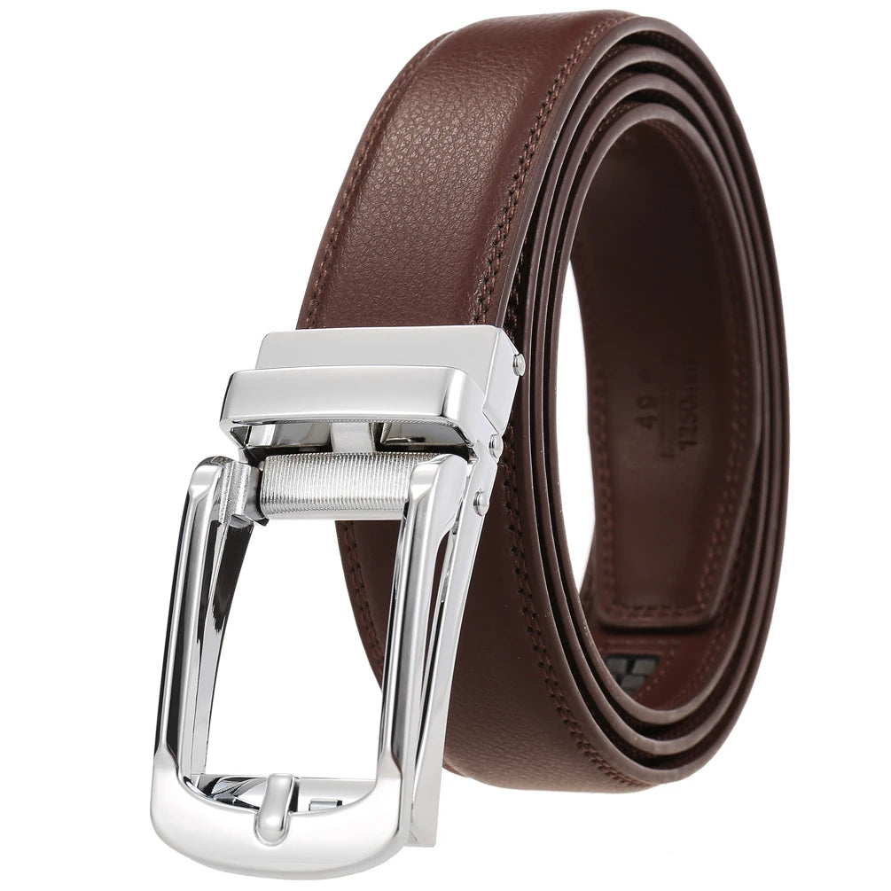 JMT-919498 Casual Leather Belt with Reverse Pull Buckle - Model LY33-23426-1