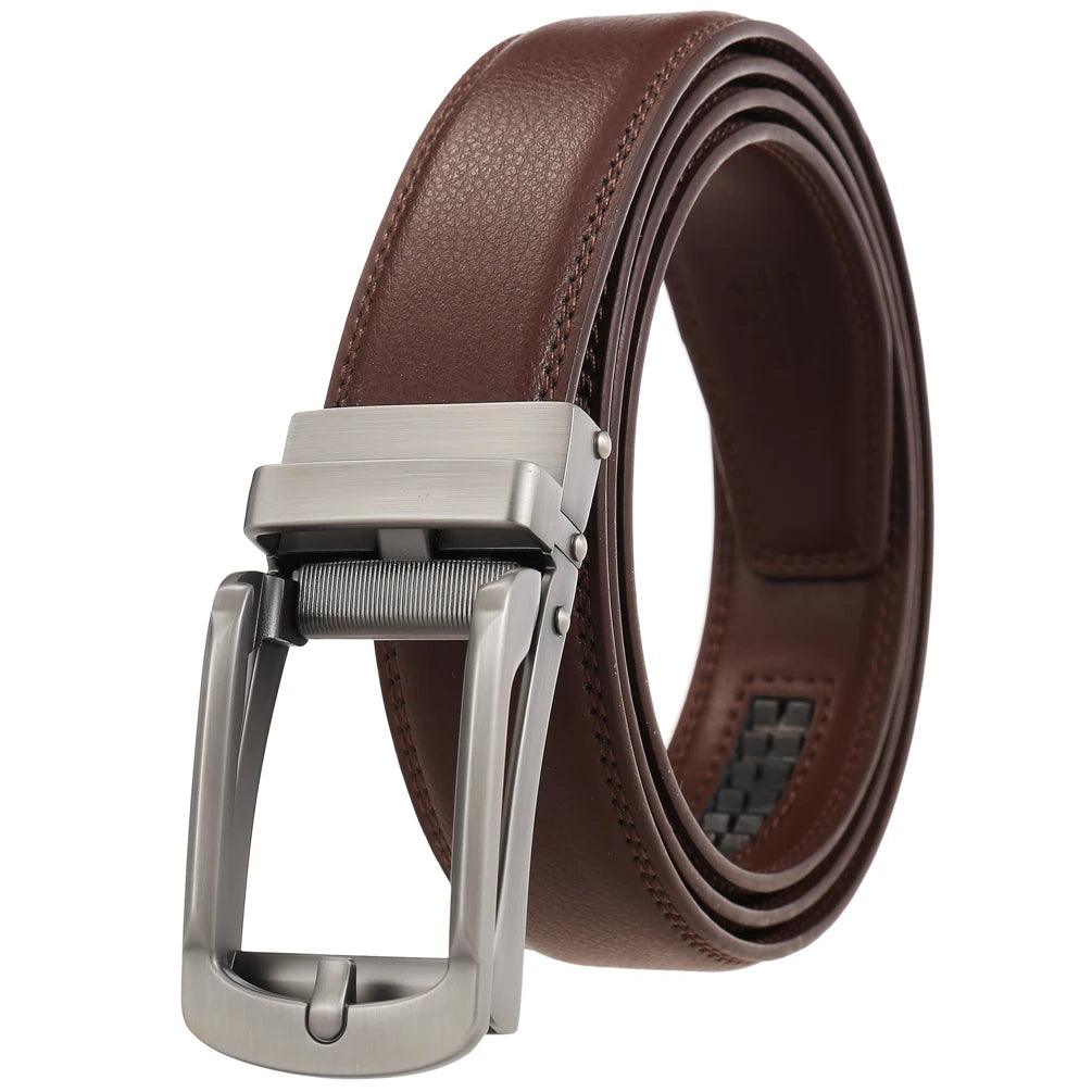 JMT-919498 Casual Leather Belt with Reverse Pull Buckle - Model LY33-23426-1