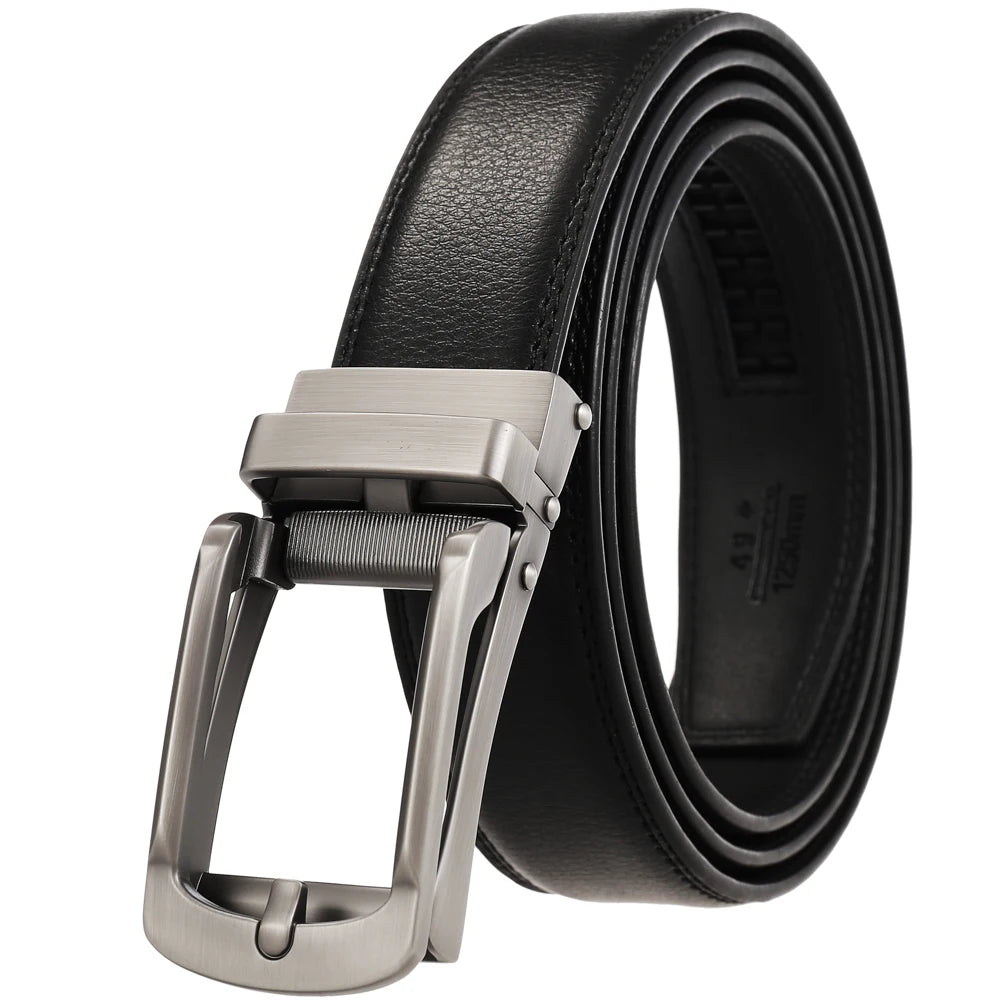 JMT-919498 Casual Leather Belt with Reverse Pull Buckle - Model LY33-23426-1
