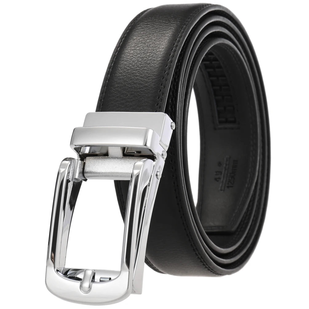 JMT-919498 Casual Leather Belt with Reverse Pull Buckle - Model LY33-23426-1