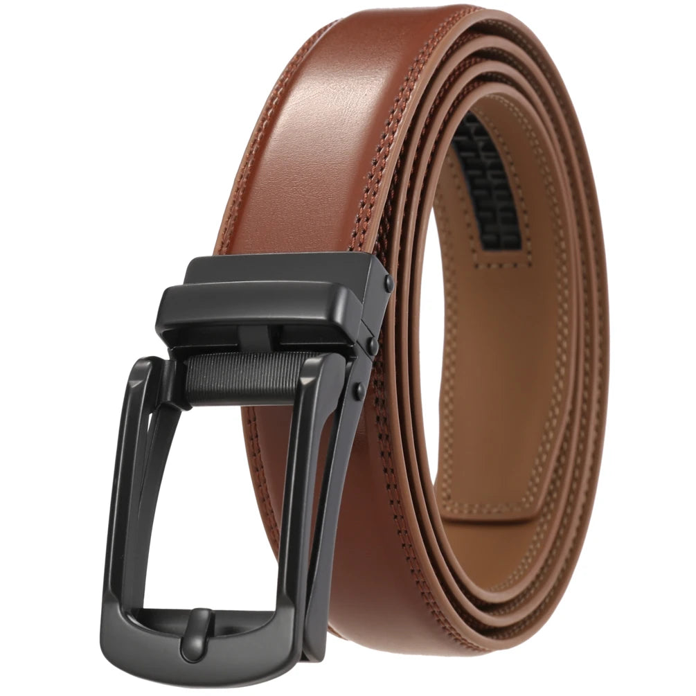JMT-919498 Casual Leather Belt with Reverse Pull Buckle - Model LY33-23426-1