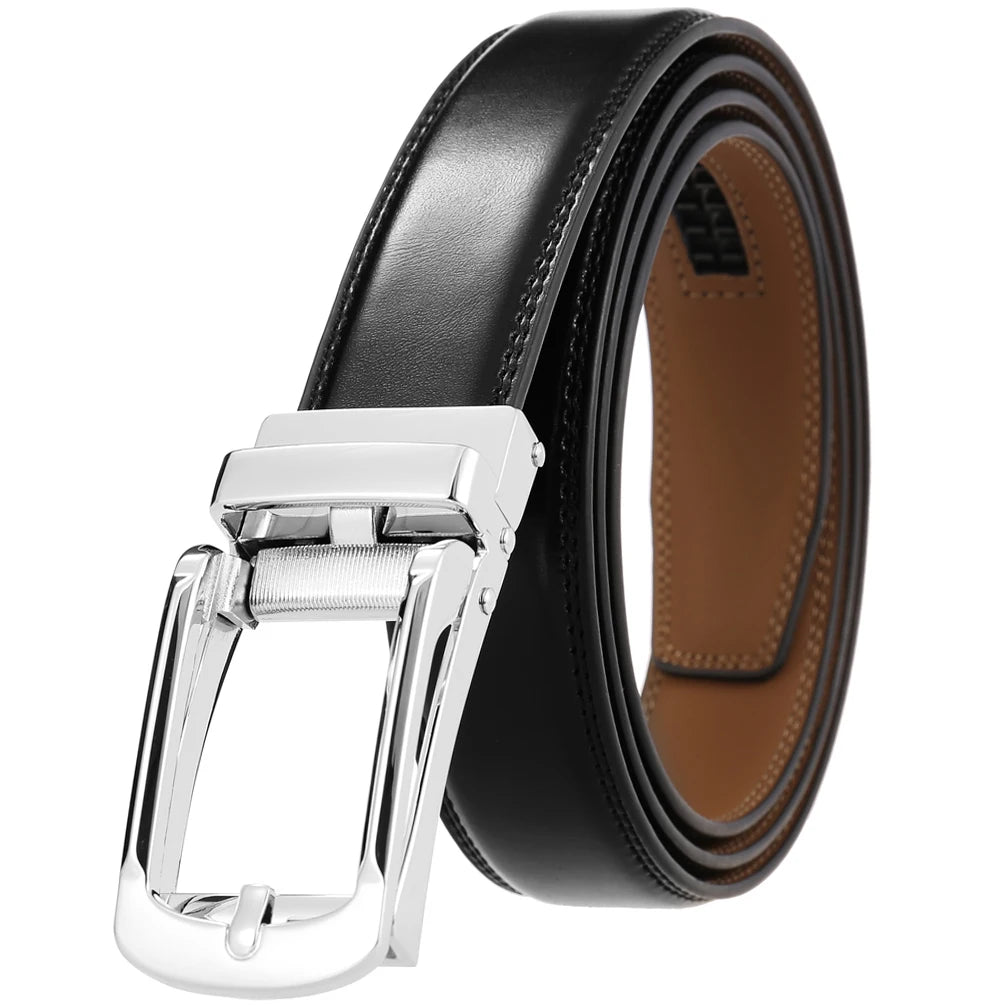 JMT-919498 Casual Leather Belt with Reverse Pull Buckle - Model LY33-23426-1