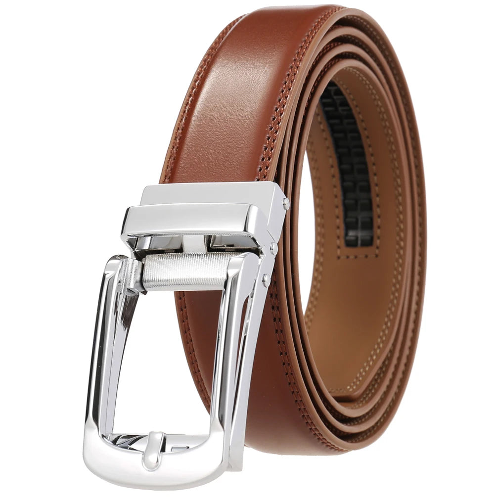 JMT-919498 Casual Leather Belt with Reverse Pull Buckle - Model LY33-23426-1