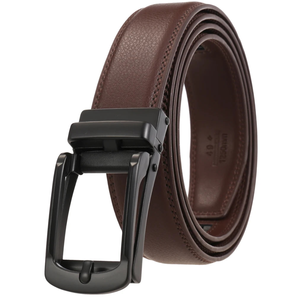 JMT-919498 Casual Leather Belt with Reverse Pull Buckle - Model LY33-23426-1