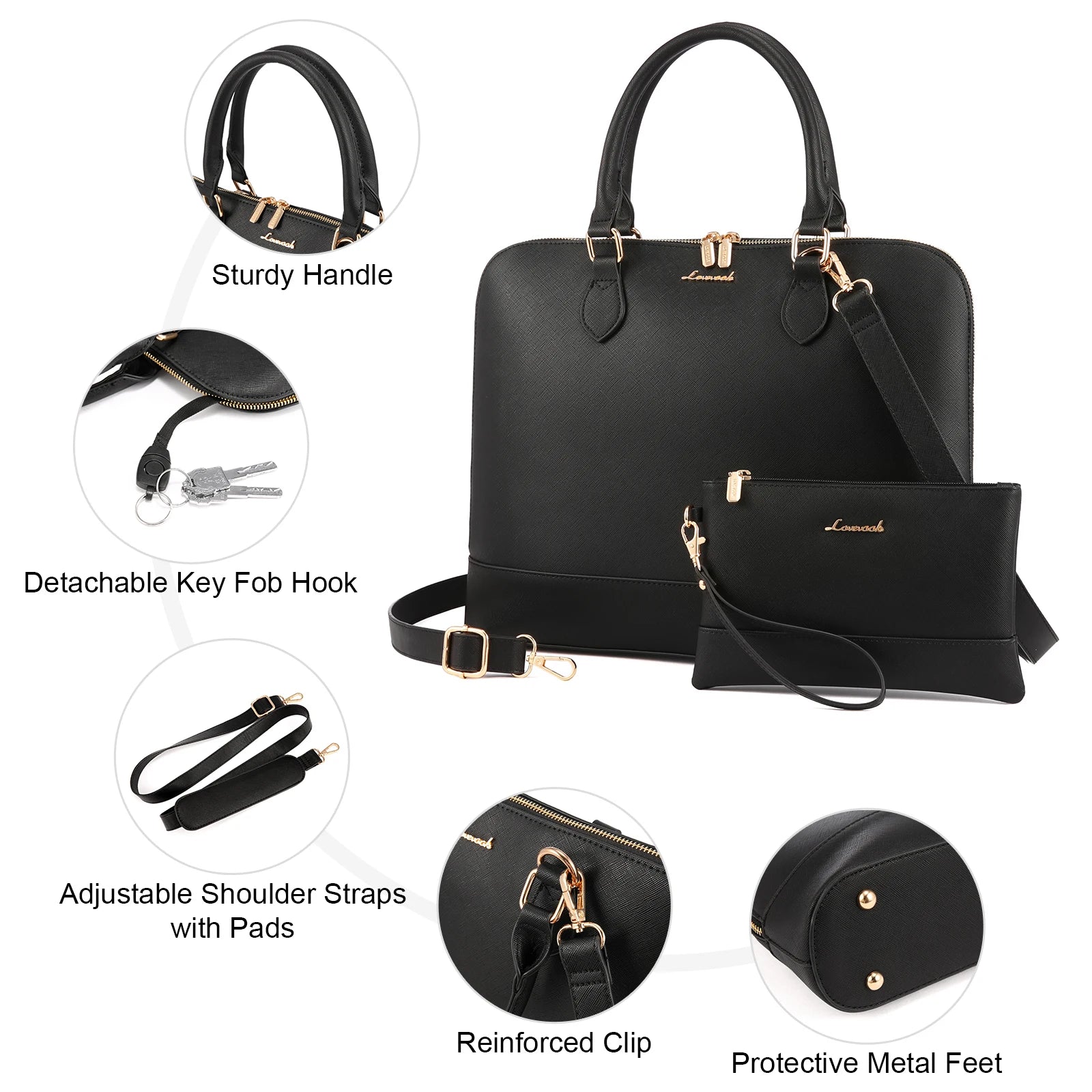 JMT-919562 Stylish 2pcs PU Tote Bags Set for Women - Large Handbag and Crossbody Purse for Daily Use and Laptop