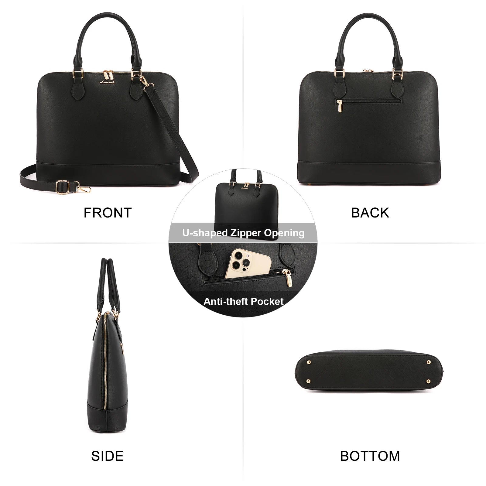 JMT-919562 Stylish 2pcs PU Tote Bags Set for Women - Large Handbag and Crossbody Purse for Daily Use and Laptop