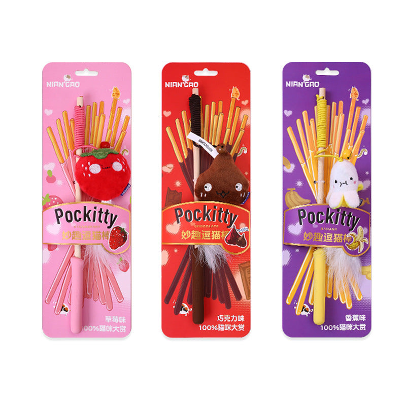 JMT-919882 Bite-Resistant Cat Teaser Stick with Plush Feather for Interactive Play