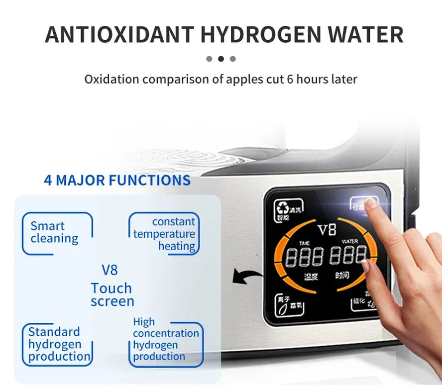 JMT-920010 Hydrogen Rich Water Generator - 2L Alkaline Water Ionizer with High Borosilicate Glass and Electric Household Design