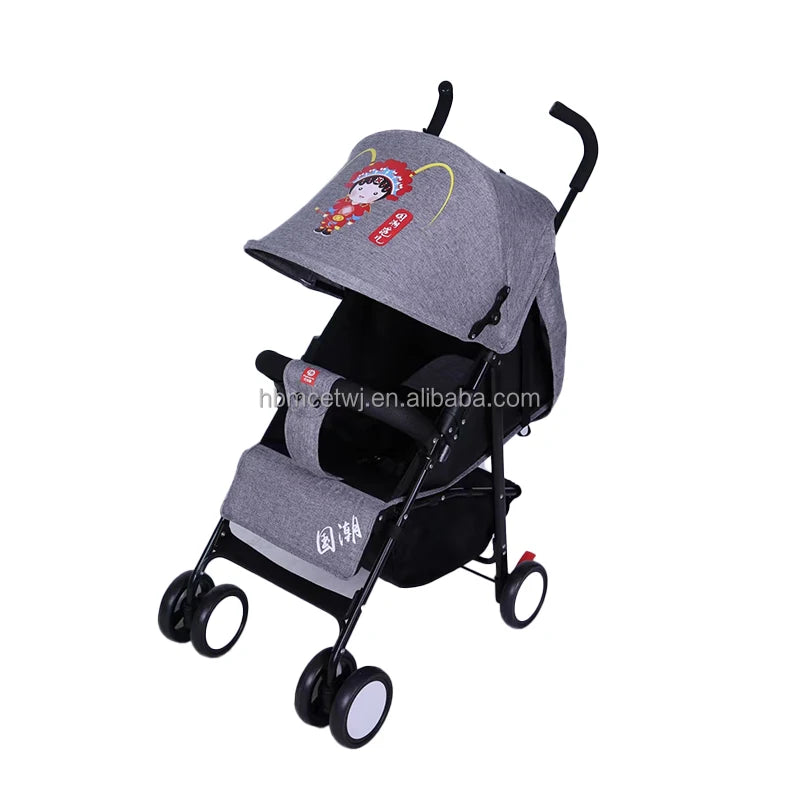 JMT-920330 Lightweight 2-in-1 Foldable Linen Baby Stroller with Safety Features and Soft Seat for 0-36 Months