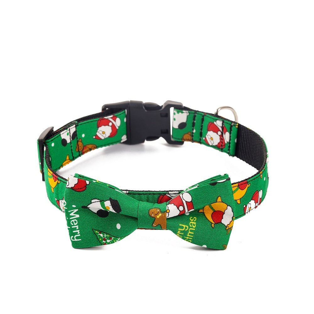 JMT-920714 Christmas Themed Dog Collar in Red and Green, Cotton Polyester, Multiple Sizes Available