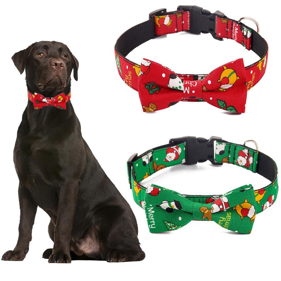 JMT-920714 Christmas Themed Dog Collar in Red and Green, Cotton Polyester, Multiple Sizes Available
