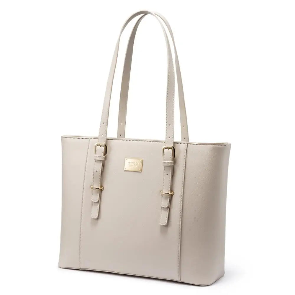 JMT-920714 Elegant 15.6 Inch PU Leather Laptop Tote Bag for Women - Spacious Shoulder Handbag for Office Use