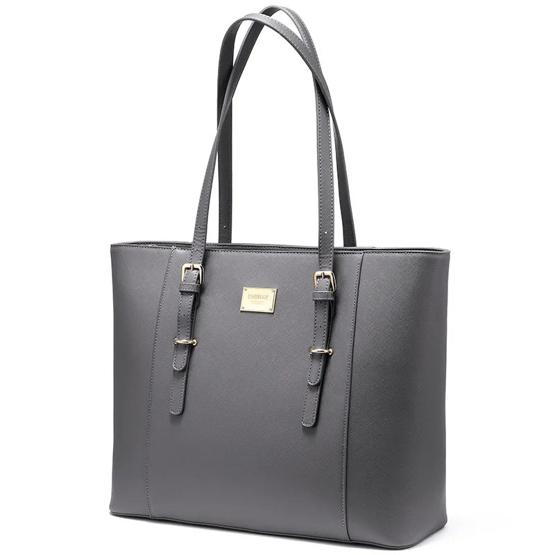 JMT-920714 Elegant 15.6 Inch PU Leather Laptop Tote Bag for Women - Spacious Shoulder Handbag for Office Use