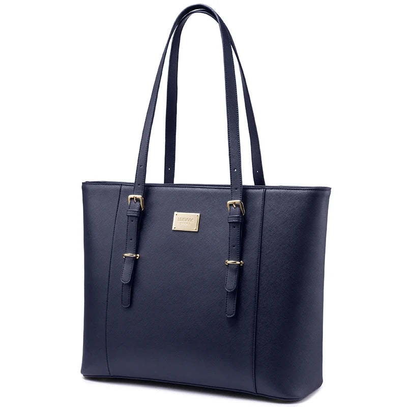 JMT-920714 Elegant 15.6 Inch PU Leather Laptop Tote Bag for Women - Spacious Shoulder Handbag for Office Use