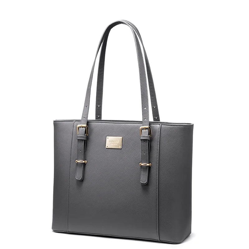JMT-920714 Elegant 15.6 Inch PU Leather Laptop Tote Bag for Women - Spacious Shoulder Handbag for Office Use