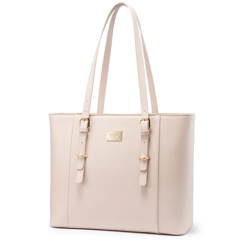 JMT-920714 Elegant 15.6 Inch PU Leather Laptop Tote Bag for Women - Spacious Shoulder Handbag for Office Use