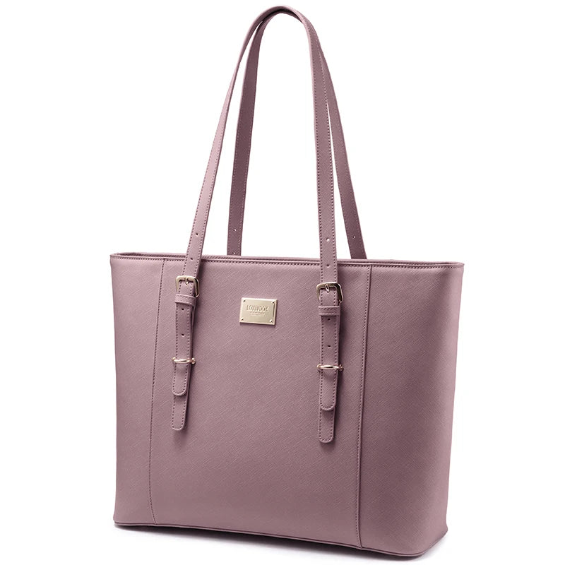 JMT-920714 Elegant 15.6 Inch PU Leather Laptop Tote Bag for Women - Spacious Shoulder Handbag for Office Use