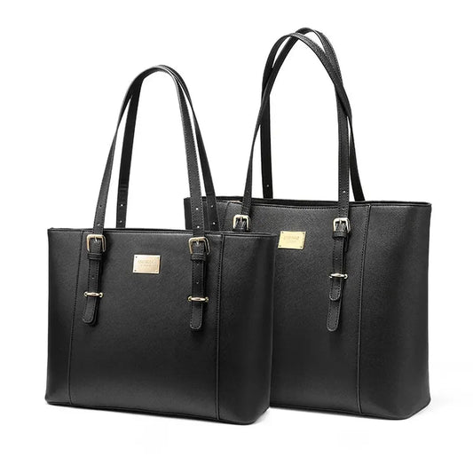 JMT-920714 Elegant 15.6 Inch PU Leather Laptop Tote Bag for Women - Spacious Shoulder Handbag for Office Use