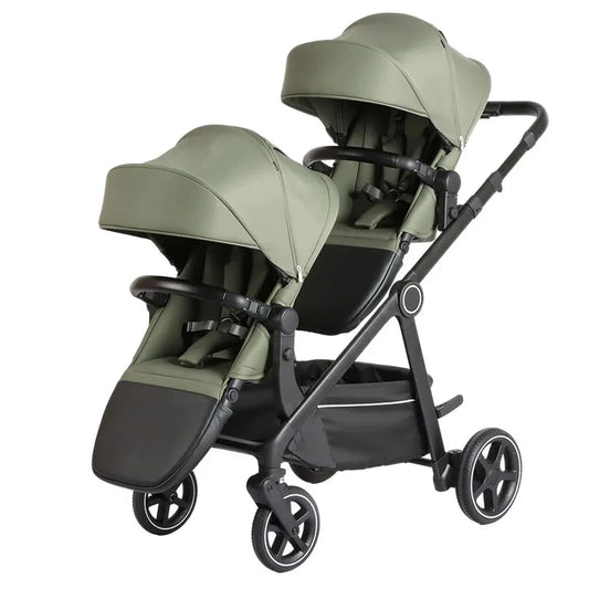 JMT-920906 Luxury 3-in-1 Twin Newborn Baby Stroller with One-Hand Adjustable Backrest and Double Seat Capability