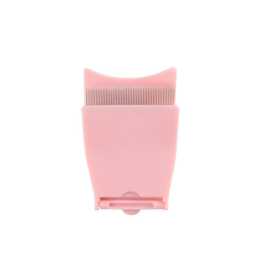 JMT-921162 Folding Stainless Steel Eyebrow and Eyelash Comb in Pink, 10cm Length