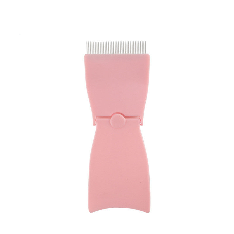 JMT-921162 Folding Stainless Steel Eyebrow and Eyelash Comb in Pink, 10cm Length