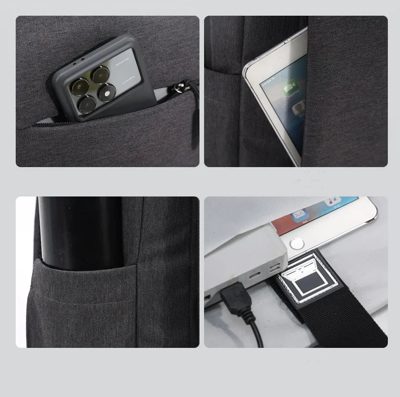 JMT-921226 Stylish Lightweight Laptop Backpack with USB Charging Port and Mezzanine Design for Outdoor and Business Use