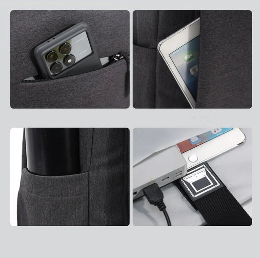 JMT-921226 Stylish Lightweight Laptop Backpack with USB Charging Port and Mezzanine Design for Outdoor and Business Use