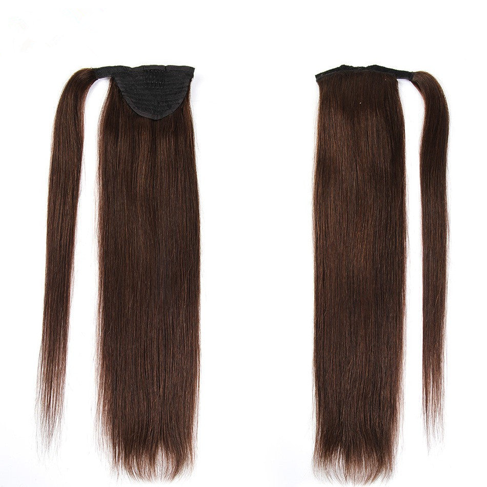 JMT-921738 Real Hair Velcro Ponytail Extension - Seamless Long Tress Wig Available in Various Lengths and Colors
