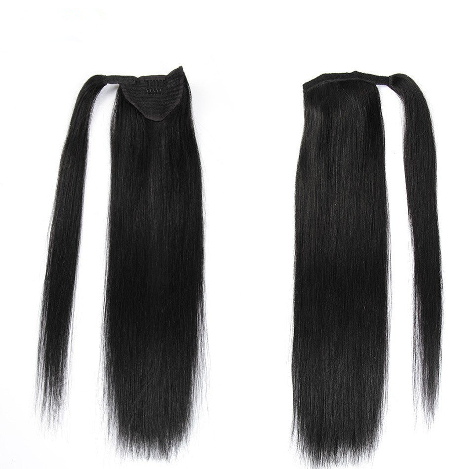 JMT-921738 Real Hair Velcro Ponytail Extension - Seamless Long Tress Wig Available in Various Lengths and Colors