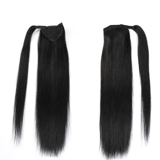 JMT-921738 Real Hair Velcro Ponytail Extension - Seamless Long Tress Wig Available in Various Lengths and Colors