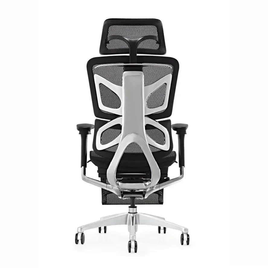 JMT-921802 Ergonomic Office Chair with Adjustable Headrest, Mesh Back, and Fabric Seat