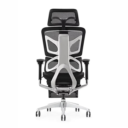 JMT-921802 Ergonomic Office Chair with Adjustable Headrest, Mesh Back, and Fabric Seat
