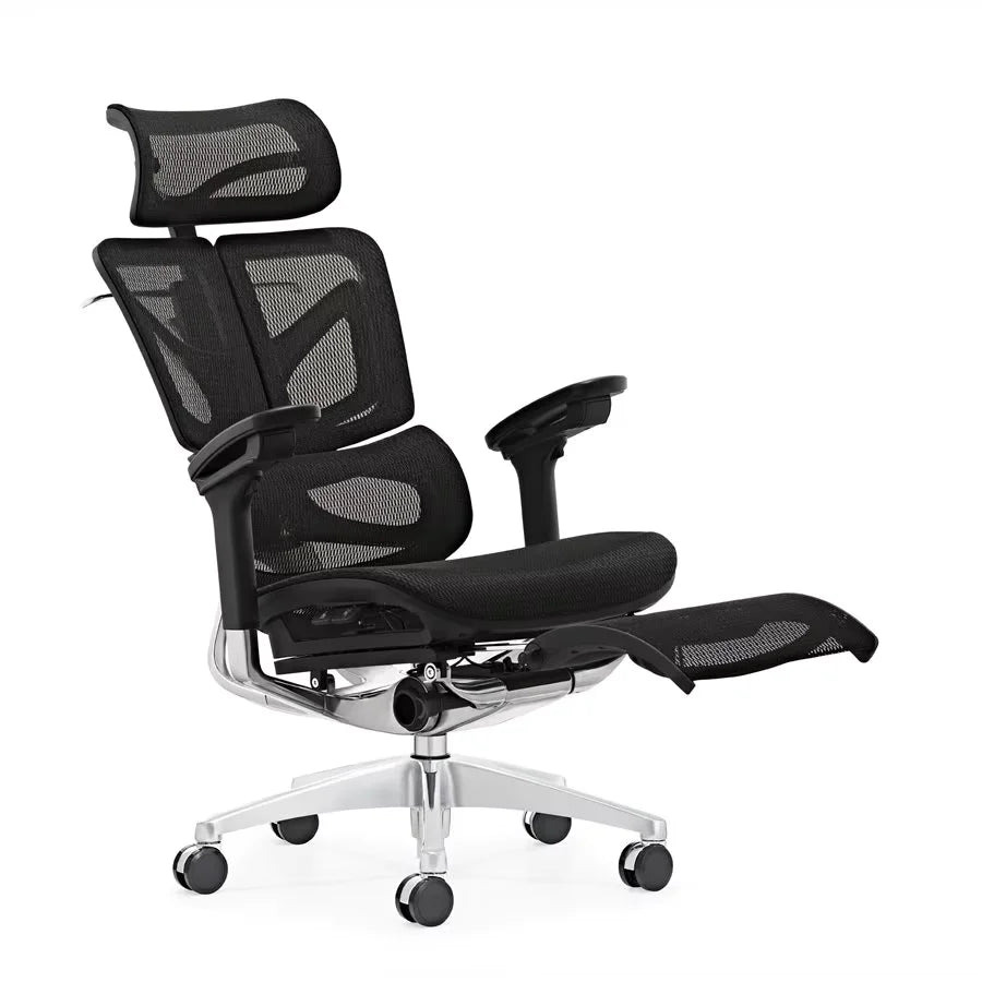 JMT-921802 Ergonomic Office Chair with Adjustable Headrest, Mesh Back, and Fabric Seat