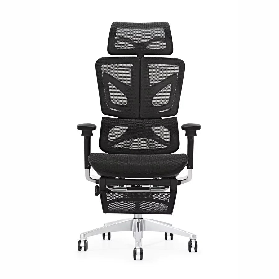 JMT-921802 Ergonomic Office Chair with Adjustable Headrest, Mesh Back, and Fabric Seat