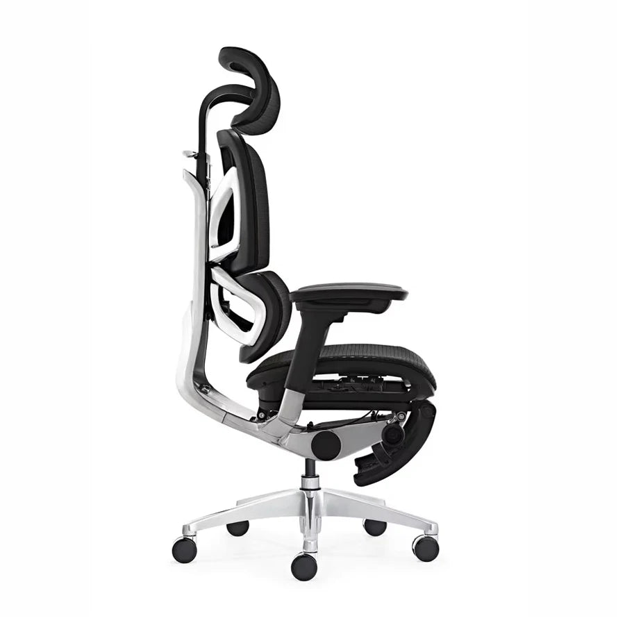 JMT-921802 Ergonomic Office Chair with Adjustable Headrest, Mesh Back, and Fabric Seat