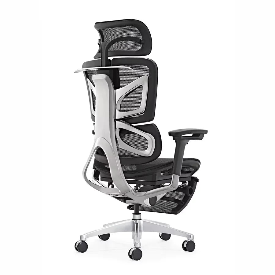 JMT-921802 Ergonomic Office Chair with Adjustable Headrest, Mesh Back, and Fabric Seat