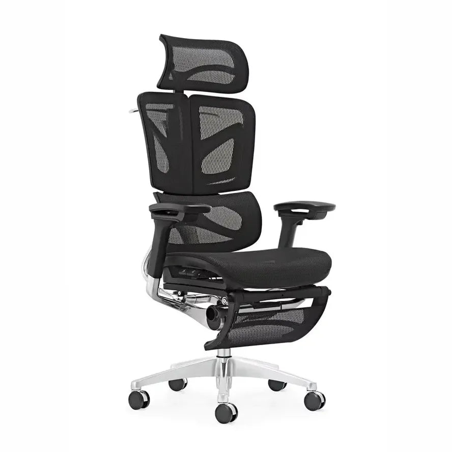 JMT-921802 Ergonomic Office Chair with Adjustable Headrest, Mesh Back, and Fabric Seat