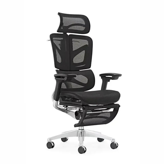 JMT-921802 Ergonomic Office Chair with Adjustable Headrest, Mesh Back, and Fabric Seat
